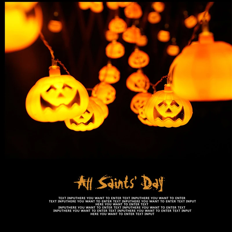 3m Halloween LED Lights Horror Pumpkin Lights Ornament Halloween Light Post Party Props Garden Bar Backyard Lamp Decorations