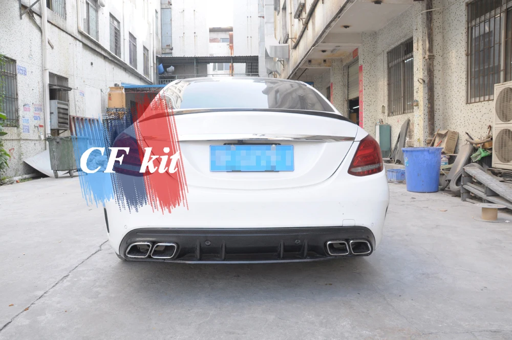 C63 Стиль углеродного волокна задний багажник спойлер для Mercedes-Benz C Класс W205 C63 заднее крыло автомобиля аксессуары