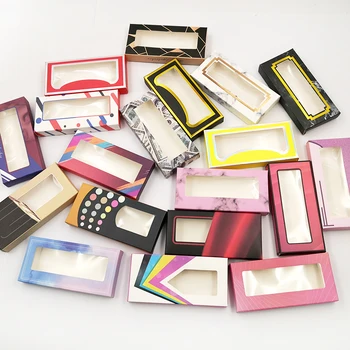 

New holographic lashes box 50 pcs soft paper eyelashes packaging for15mm- 25mm false eyelashes