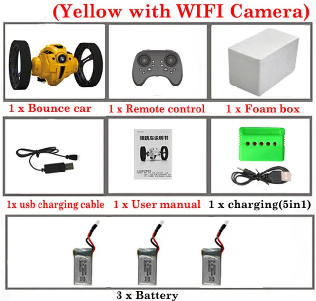 set4 JJJRc ATTIW C6-YW/C6 2,4G прыгающая машина с Wi-Fi камерой, гибкие колеса, вращающийся светодиодный светильник, RC робот, высокий трюк, автомобиль, отскок - Цвет: set4
