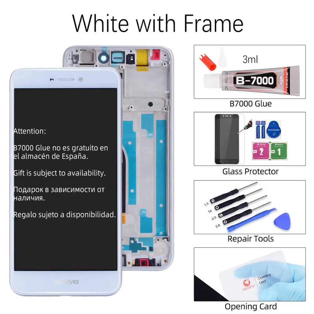 with Frame White ЖК-дисплей для huawei P9 lite, сенсорный экран с рамкой, Замена для huawei P9 Lite, ЖК-дисплей LA1 LX1 LX2 LX3 - Цвет: with Frame White