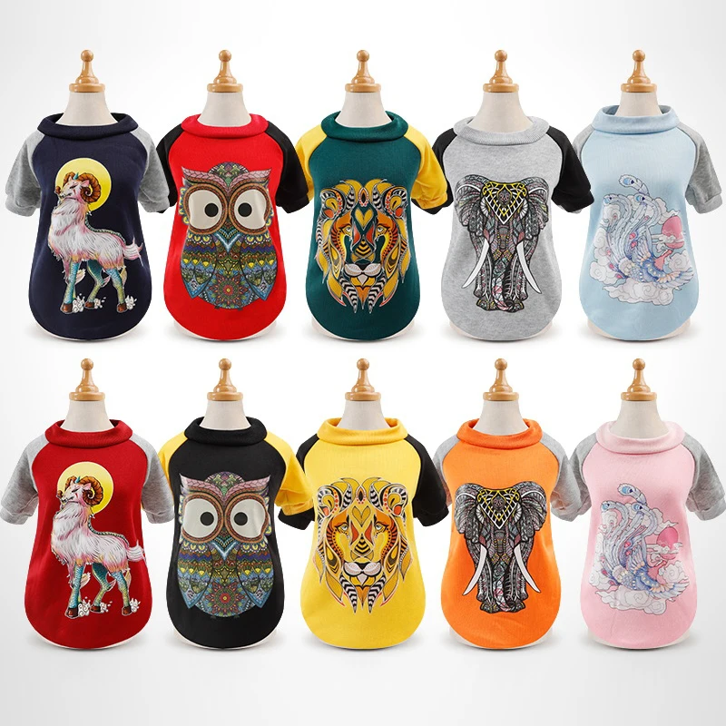 

10 Colors Animal Print Dog Cat Hoodie Coat Jacket Warm Pet Clothes for Small Dogs French Bulldog Pug Sweatshirt Puppy Clothing