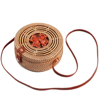 

Rattan Shoulder Strap Natural Round Bag Hand Woven Bali and Snap Shoulder Strap