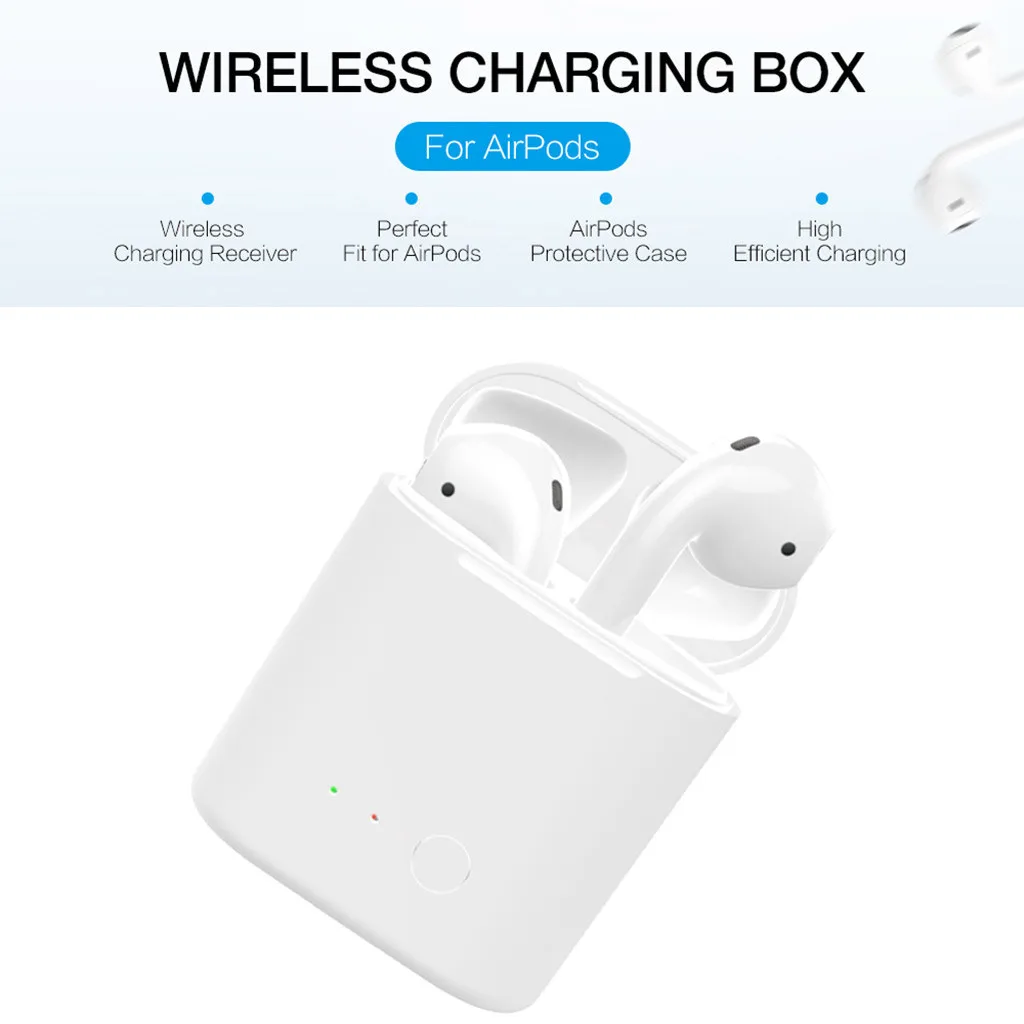 1X беспроводной зарядный чехол с Bluetooth, чехол, сменная коробка для Airpods 1/2 450 мАч, емкость аккумулятора, Беспроводная зарядка QI