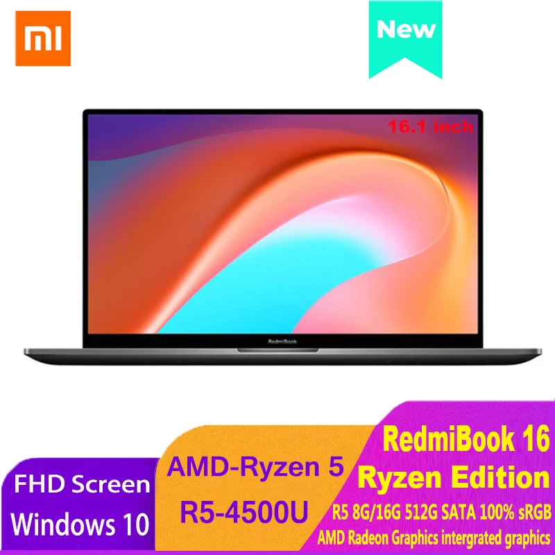 Xiaomi RedmiBook 16 Ryzen Edition Ноутбук AMD R5 4500U 8 ГБ/16 ГБ DDR4 512 SSD 1080P экран компьютер|Ноутбуки| |