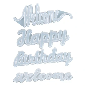 

Crystal Epoxy Resin Mold English Words Doorplate Listed DIY Craft Silicone Mould