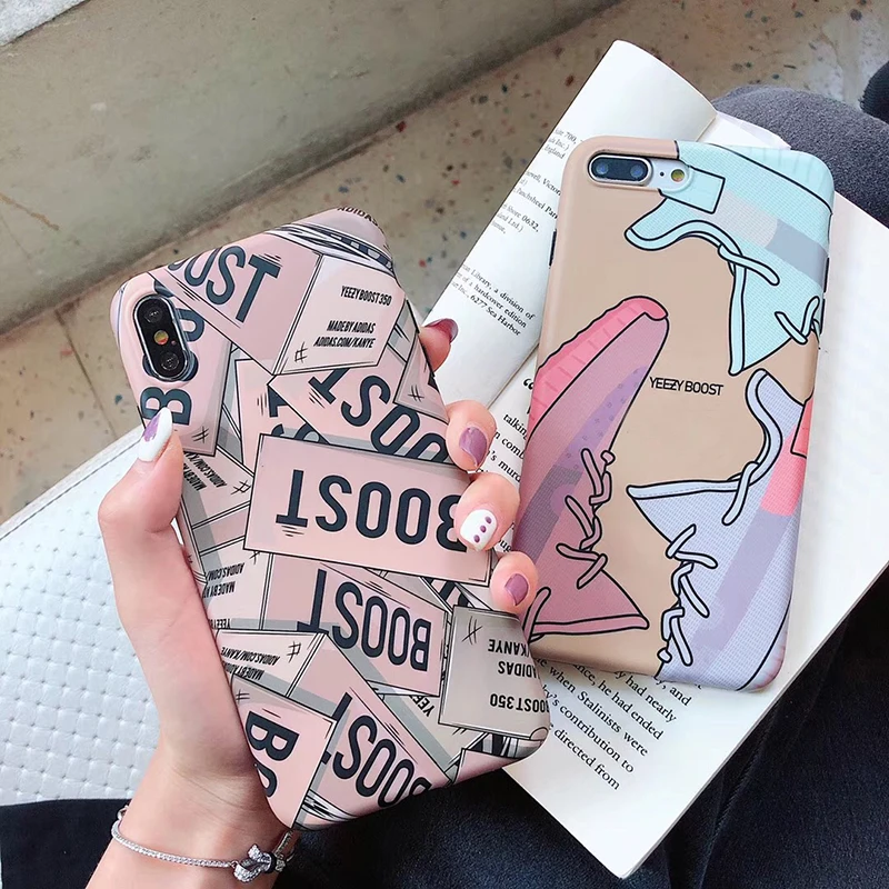 

Hot Luxury sneakers Kanye Omari West BOOST Shoe silicon cover case for iphone 7 8 6S plus X 11 XR XS Pro Max fashion phone coque