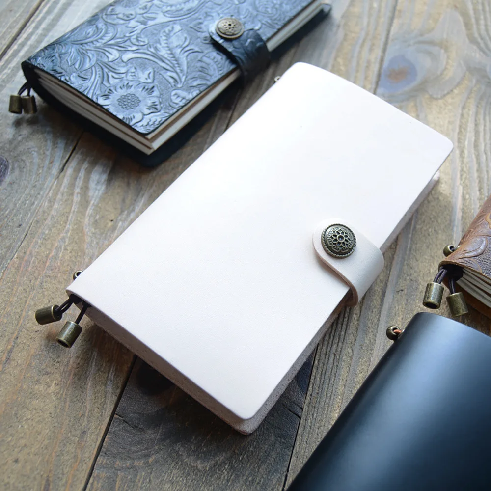 Leather Notebook Retro Journal Handmade DIY Book Button Cover Sketchbook Passport Carry-On Diary Office School Business Memo | Канцтовары
