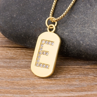 New Design Luxury Initial A-Z 26 Letters Necklace Charm  Copper Zircon Pendant Choker Family Name Jewelry Best Wedding Gift