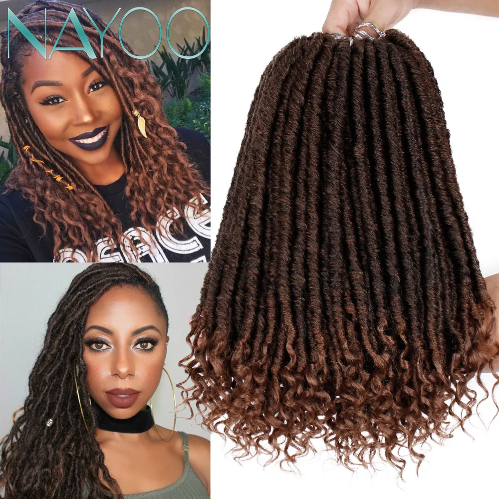 

Nayoo Hair 16" Goddess Faux Locs Crochet Hair Extensions Synthetic Crochet Braids Dread Locs Curly Hair Braiding Hair