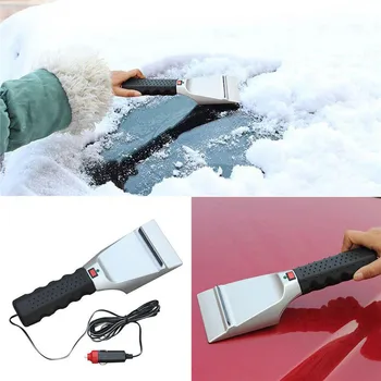 

12V Electric Heated Car Ice Scraper Automobiles Cigarette Lighter Snow Removal Shovel Windshield Glass Defrost Clean Tools New
