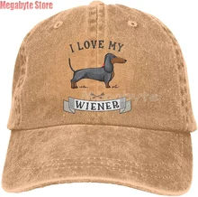 

Baseball Cap Dachshund Weiner Dog Hat Men Women Adjustable Trucker Fashion Washed Denim Caps for Outdoor Black