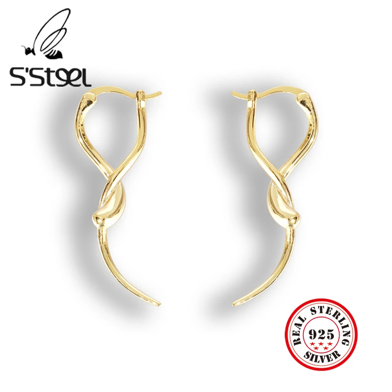 

S'STEEL Geomertric Earrings 925 Sterling Silver Hoop Earring For Women Korean Personalized Earings Fashion Jewelry 2020 Jewelry