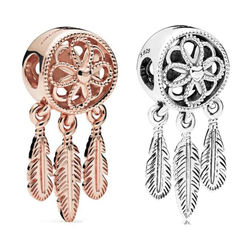 Kaufen NEUE 2019 100% 925 Sterling Silber Herbst Rose Spirituelle Dreamcatcher Charme Perlen Fit DIY Europa Armband Mode Schmuck Geschenk