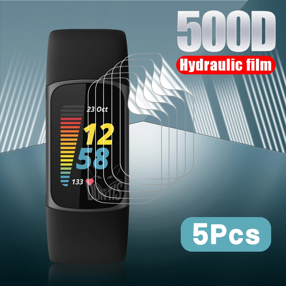 5Pcs Soft TPU Screen Protector For Fitbit Charge 5 4 3 Smart Band Protective Cover Hydrogel Film