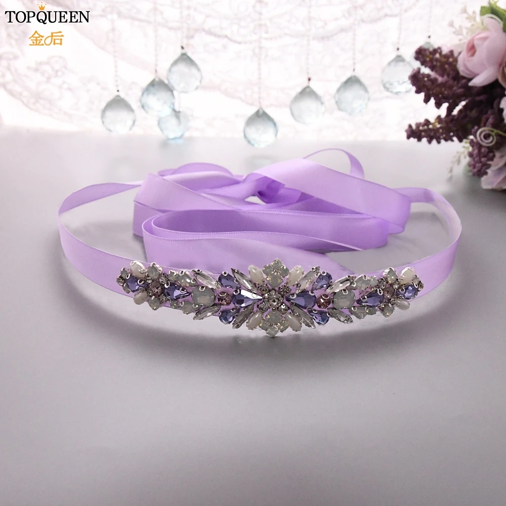 

TOPQUEEN Sash for Wedding Dress Colorful Rhinestone Belts for Women Embellished Belts for Dresses Bride Belts for Dresses S451