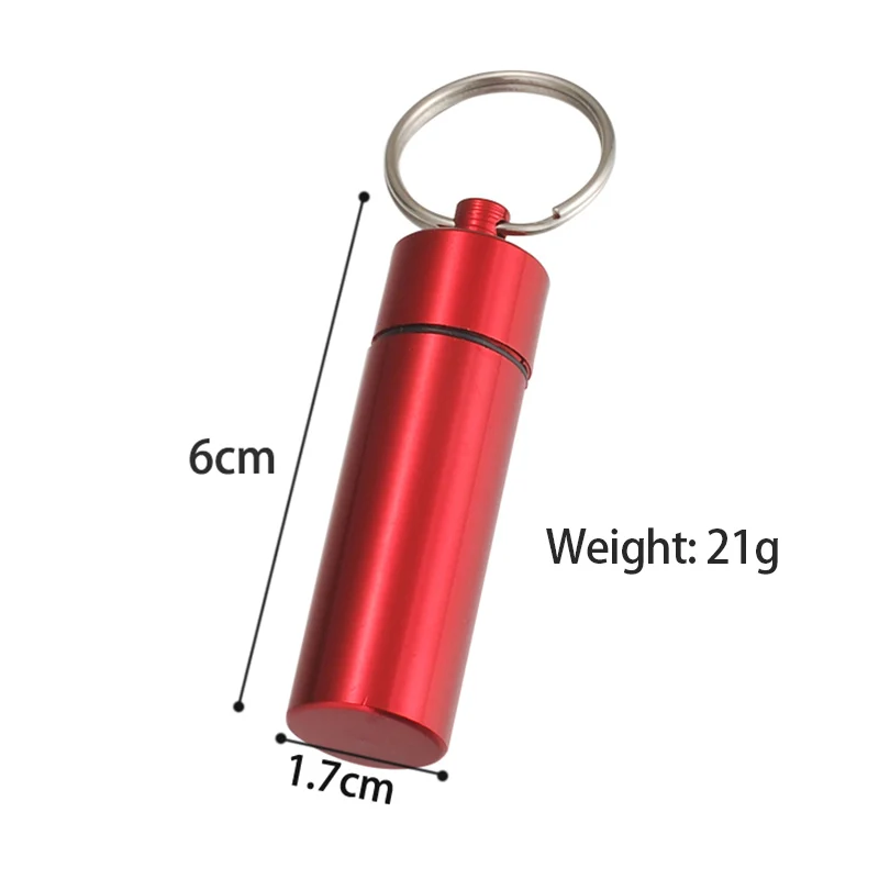 Waterproof Aluminum Pill Box Medicine Case Container Bottle Holder Keychain Carabiner Outdoor 4 Colors Bottles
