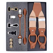 Мужские подтяжки 1 комплект кожаные зажимы подтяжек Мужские Винтажные повседневные подтяжки брюки ремень подарок для отца/мужчины 3,5x125 см#1030
