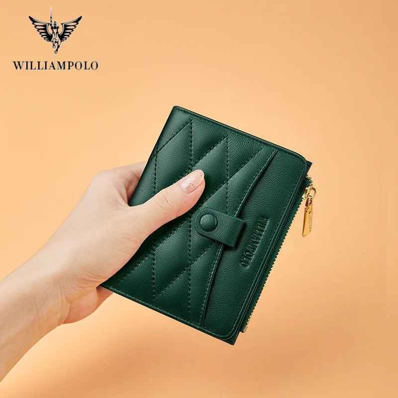 Новый кожаный женский кошелек с застежкой маленький и тонкий для монет женские