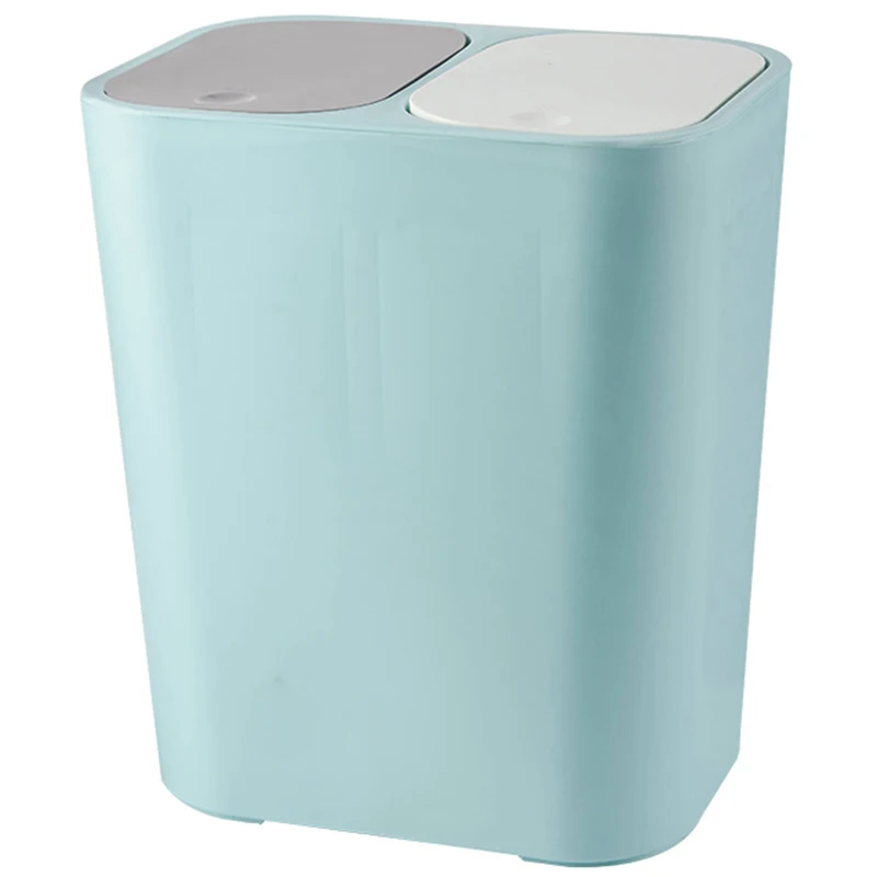 Daxerg Rectangular Plastic Push Button Bin with Two Compartments 12 Litre Recycling Bin 
