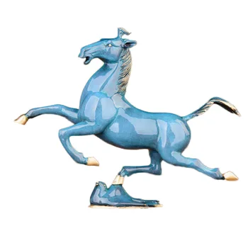

MOZART Ma Tafei Swallows Decoration Copper Pure Horse to Successful Running Horse Living Room, Sky Blue China Mascot