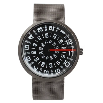 

Creative Turntable Men Watch Unique Rotation Dial Casual Sport Quartz Wristwatch Fashion Leisure Student Unisex Cool Clock
