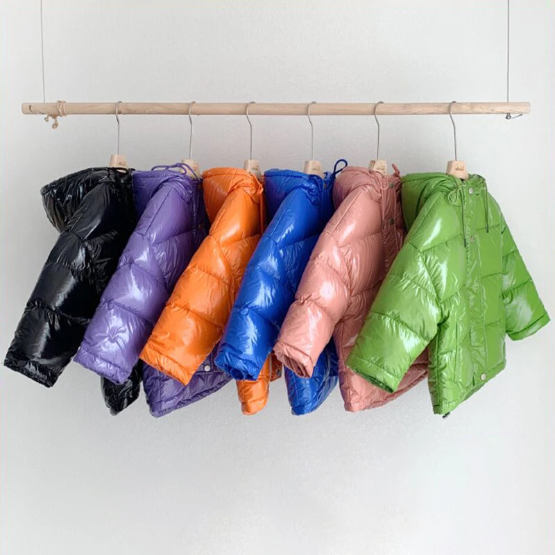 

Winter Girls Jackets And Coat Candy Color Thicken Glossy Kids Down Coat Warm Girls Parkas For Children Snowsuits