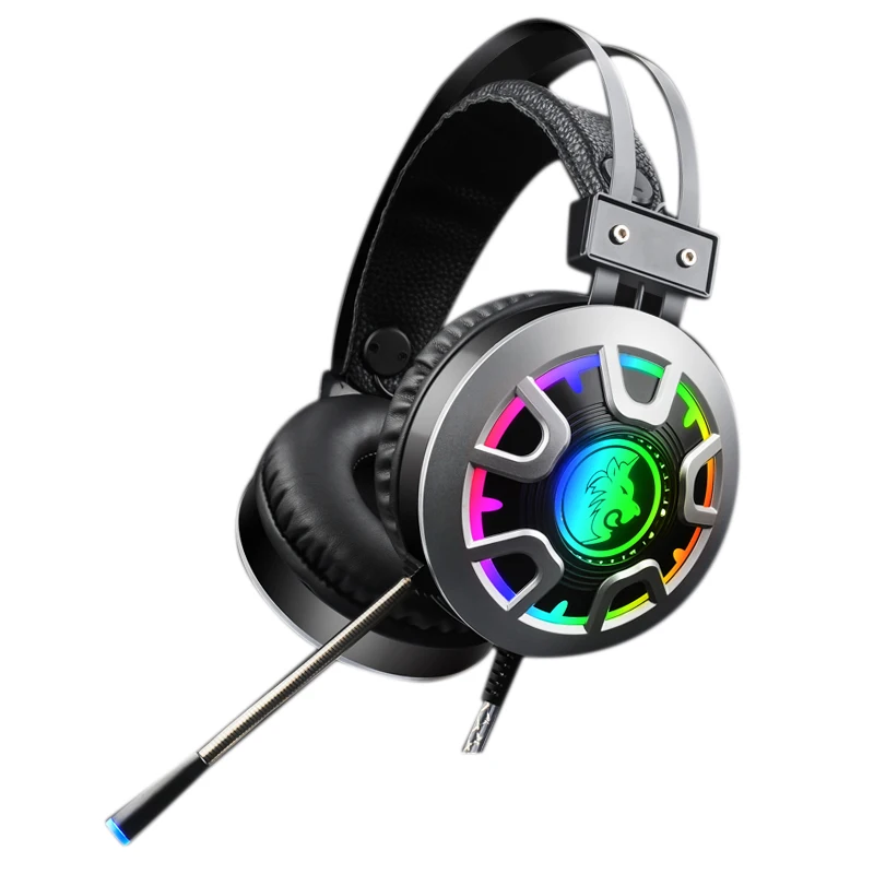 Silver black diamond AAAE Top-M5 игровые гарнитуры 3,5 мм проводные наушники шумоподавление наушники с микрофоном Красочный Светодиодный светильник регулятор громкости AUX+ RGB USB fo - Цвет: Silver black diamond