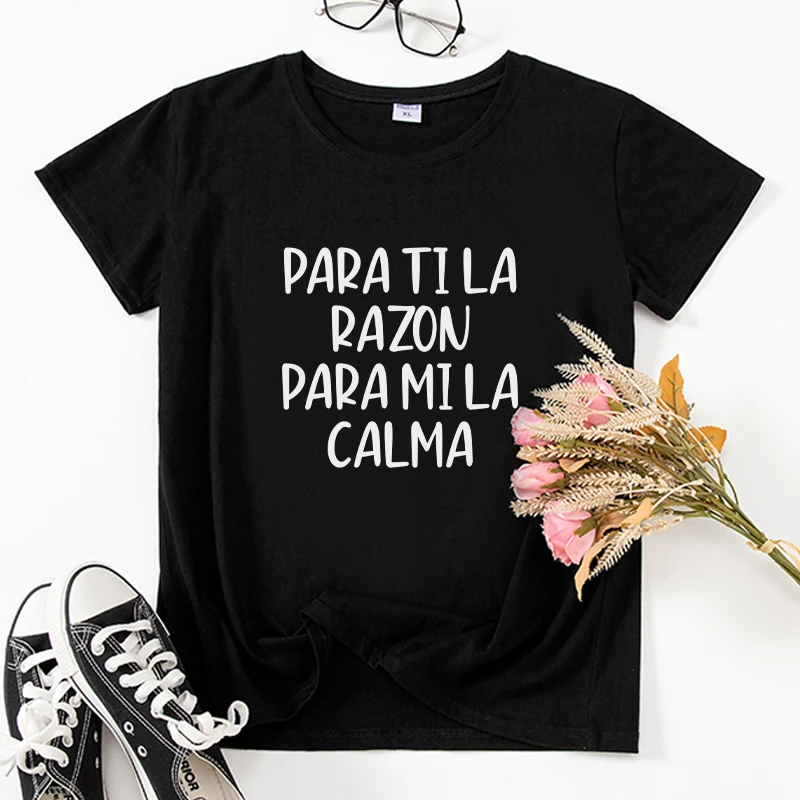 Espanhol camisa mujer engraçado frase impressão camisetas feminino verão camisas estéticas preto branco senhora camiseta|Camisetas| -