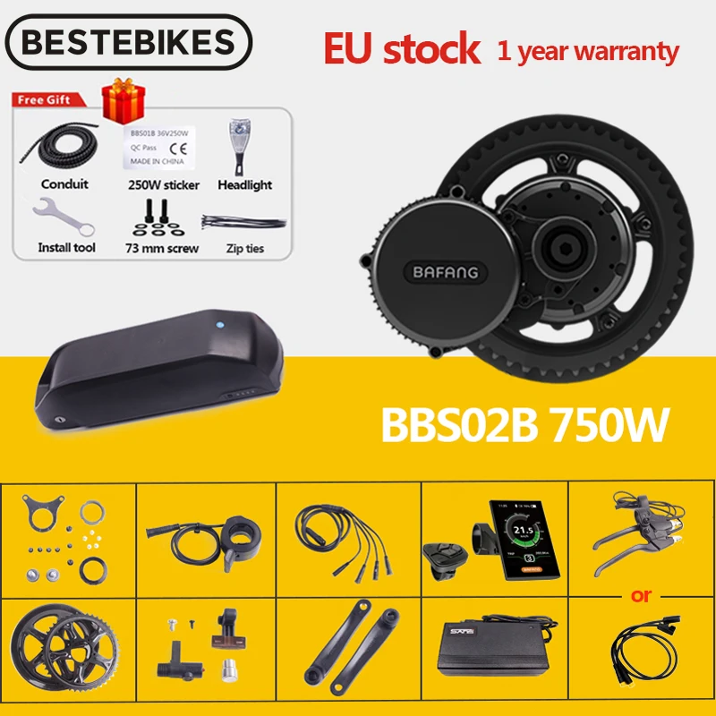 Bafang мотор BBS02B BBS02 48V 750W среднего привода электрический велосипед конверсионный