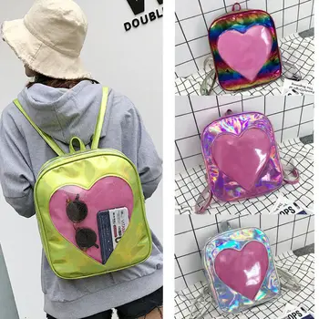 

Silver Gold Pink Laser Backpack women girls Bag leather Holographic Backpack school bags for teenage girls