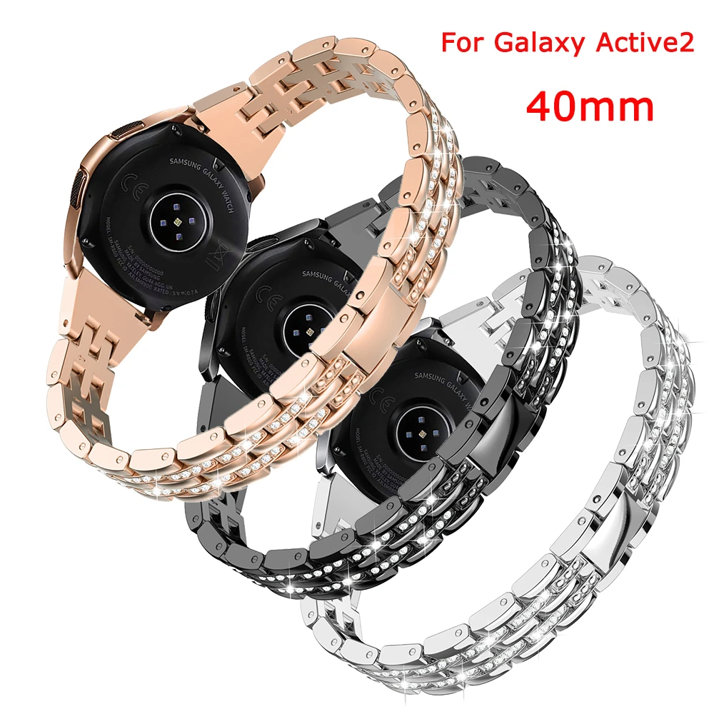 Toyouths металлический браслет с кристаллами и бриллиантами для samsung Galaxy Watch 42 мм, браслет, браслет, женский ремешок для Galaxy Watch Active2 40 мм