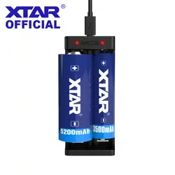 2 слота XTAR MC2 Интеллектуальный USB Зарядное устройство для 3,6 В/3,7 В li-ion/IMR/INR/ICR 10440 14500 16340 18700 26650 18650 Батарея Зарядное устройство