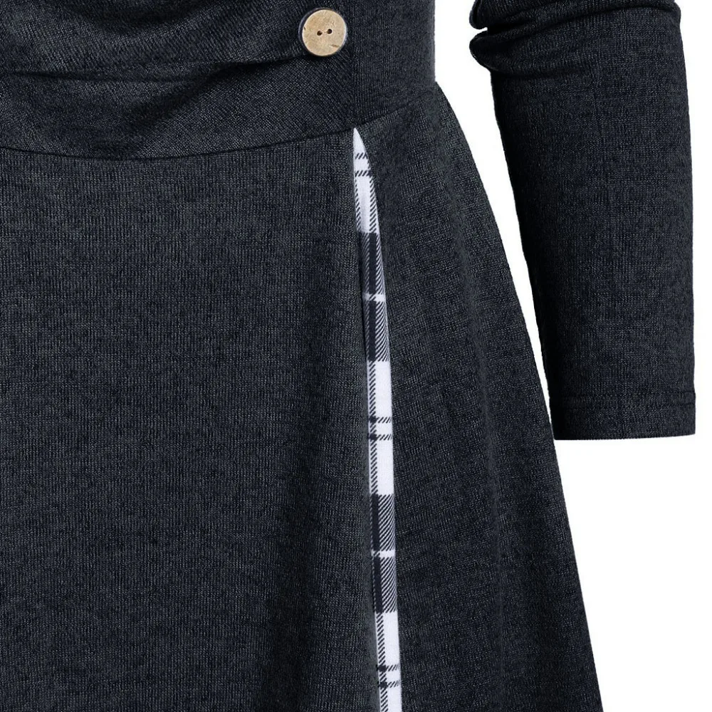 Женская толстовка с длинным рукавом, новинка, клетчатая водолазка, шотландка, туника, пуловер, Осень-зима, Модный повседневный теплый топ, блузка# M
