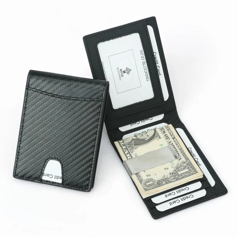 Men's Faux Leather Bifold Wallet Credit ID Card Holder Mini Purse Money Clip