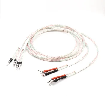 

A pair Valhalla Series Hifi speaker cable with banana to spade Plug Speaker Audio Cable 2.5M