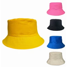 Женская хлопковая шляпа в рыбацком стиле в Корейском стиле, черная, желтая, синяя кепка-купол для девушек, подходит для головы 56-58 см