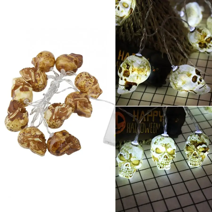 

1.5m 10LED Round Face Skull Light String Indoor Night Lamp Strip for Halloween Holiday Decor led string lights