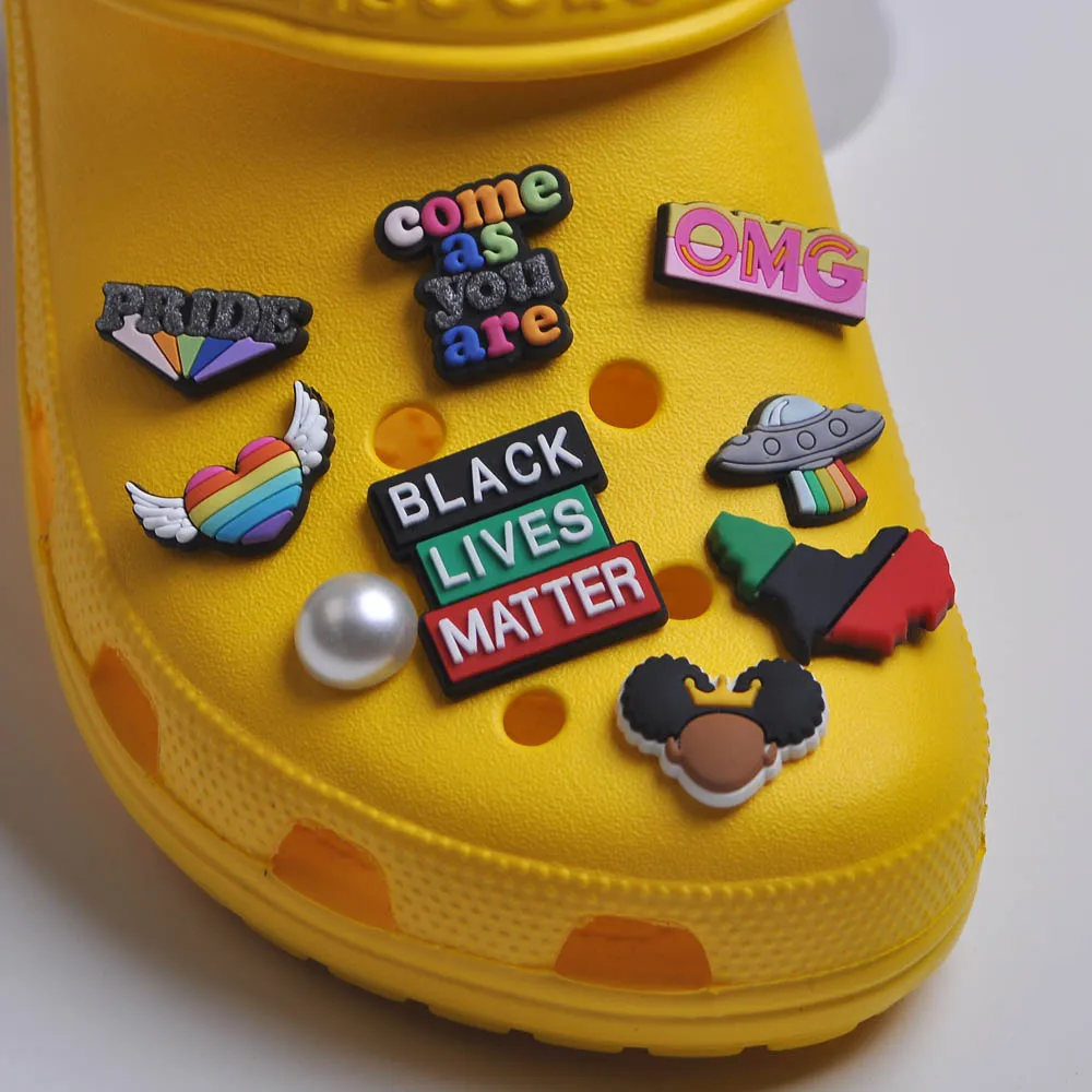 5 шт. I Can't Breather Croc Shoe Charms Black Lives Metter BLM аксессуары для обуви JIBZ украшение девочек