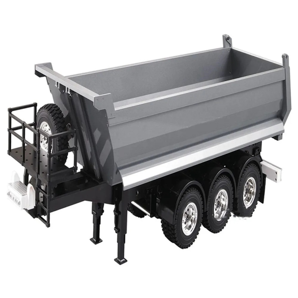 HH-140424 1/14 Series 63cm Dump U-shaped Trailer Semi-metallic/All Metal three-axle Square Truck Accessory Model |