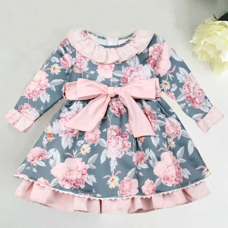 

2019 Toddler Kid Baby Girl Flower Tutu Dress for Princess Party Dresses Clothes Autumn Long Sleeve Tutu Dresses Party Dress