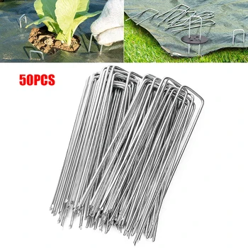 

6 Inch U-Shape Stainless Steel Landscape Garden Staples Turf Staples 50/100pcs Weedproof Cloth Nail Christmas Decorations