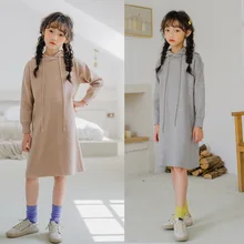 Новая осенняя одежда для детей возрастом от 4 до 14 лет г. И зимнее новое платье-свитер для девочек повседневное детское платье-карандаш с капюшоном одежда для малышей