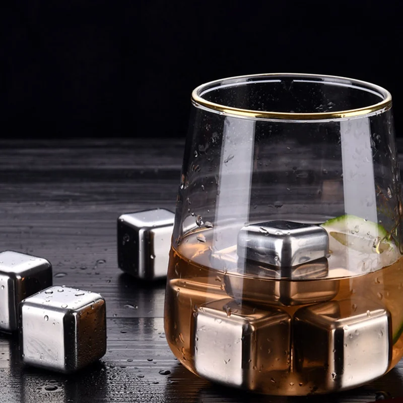 

Whisky Bar Set Stainless Steel Ice Cube Frozen Mold Quick freeze Ice Metal Model Ice With Clip Coffee Drink Wine ice