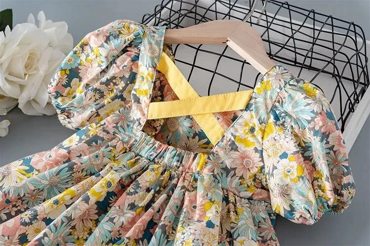 long skirt top design for baby girl Lawadka New Summer Kids Girls Dress Print Floral Bow Dresses For Girls Fashion Princess Cotton Children Clothing 2021 skirt dress for baby girl