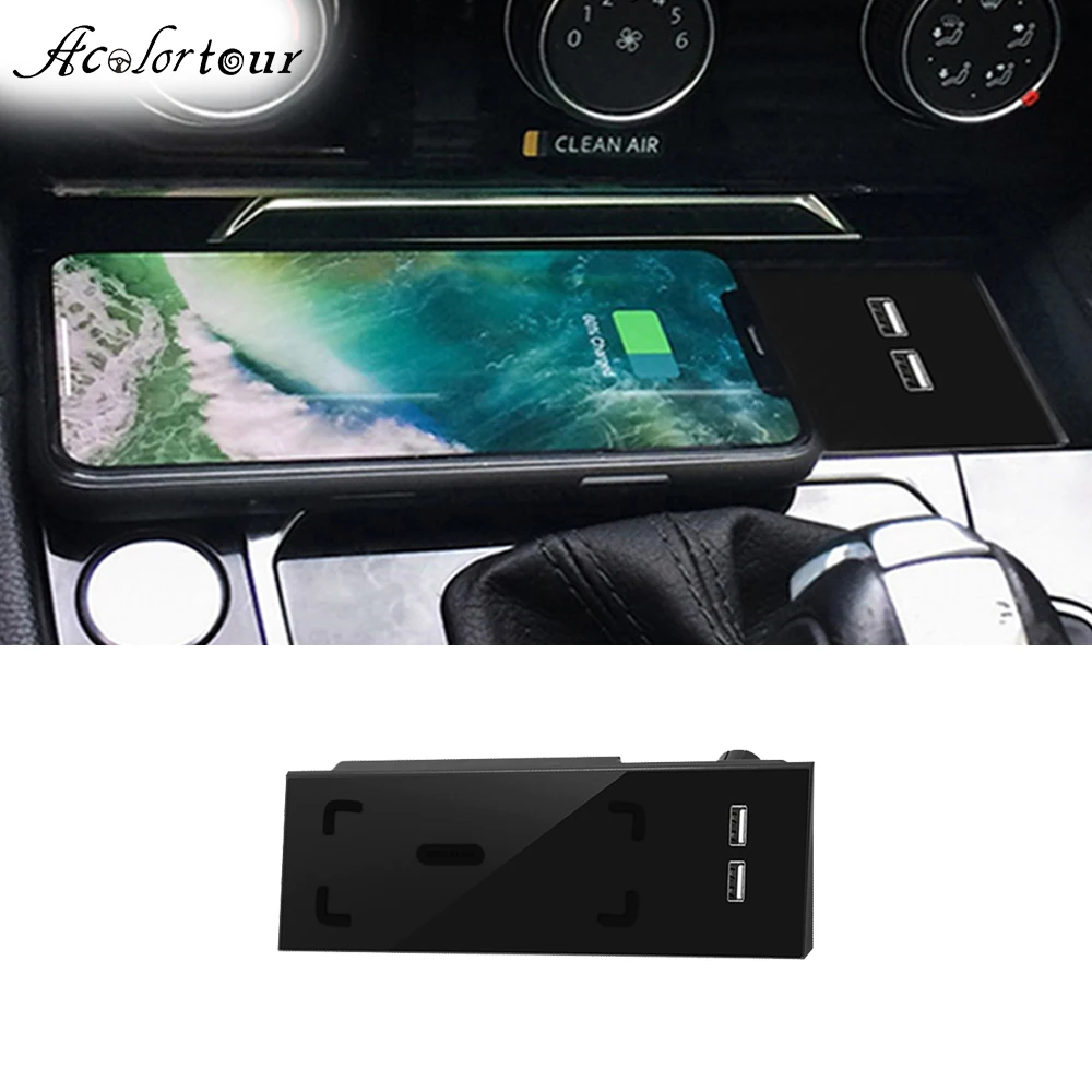 Car charger adapters for Volkswagen Arteon for passat b8 2019 CC qi wireless charger USB QC 3 ports for iphone11 quick charge