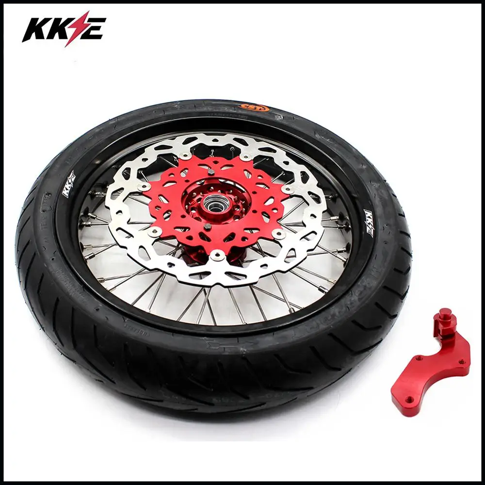 KKE 3 5/4 25 Cush Drive Supermoto набор колес CST шины для Honda CRF250R 2004 2013 CRF450R 2002 2012 44T красная