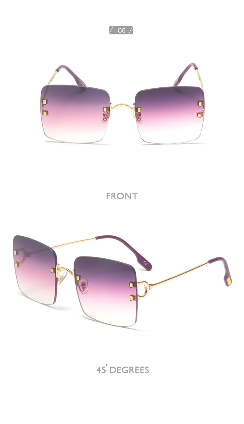 Королевские женские солнцезащитные очки больших размеров, Ретро стиль, без оправы, с квадратными краями, окантовка, океанские солнечные очки, оттенки для женщин, UV400, ss663