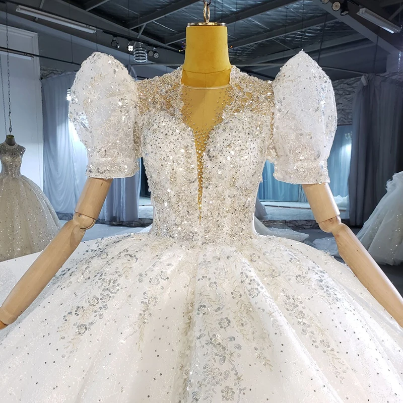 HTL2243 simple luxury wedding dress 2021 expensive bridal plus size ball gown wedding dresses robe de mariée grande taille 3