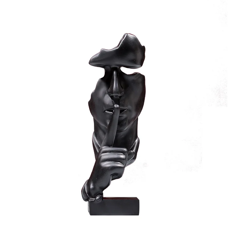 Silence Is A Golden Sculpture Craft  Art Small Ornaments Decoration Accessories for Living Room Home Decor Modern